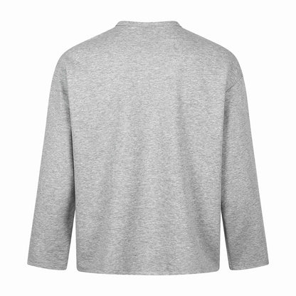 Silver Foil Letter Print Long Sleeve Small V-Neck Punk Streetwear T-Shirt