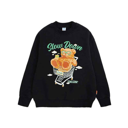 Polar Fleece Suede Foam Bear Round Neck Sweater For Men Black MuddyStock