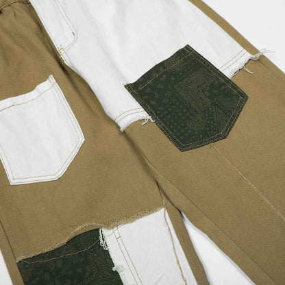 Street Contrast Stitching Straight Jeans For Men And Women MuddyStock