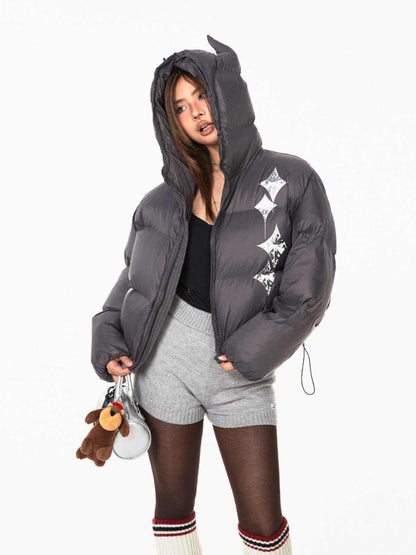 Short Women's Winter Jacket Gray
