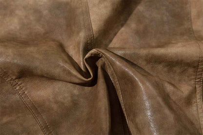 Contrast Color PU Leather Jacket For Men null