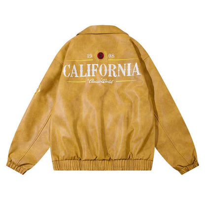 Men's American Embroidery Letters Motorcycle Jacket Ginger MuddyStock