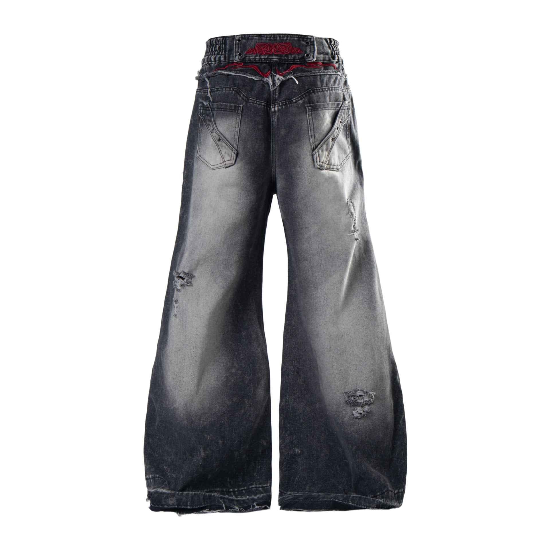 Distressed Raw-edge Embroidered Jeans For Women