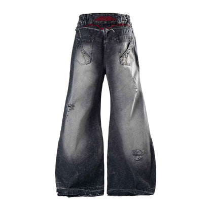 Distressed Raw-edge Embroidered Jeans For Women