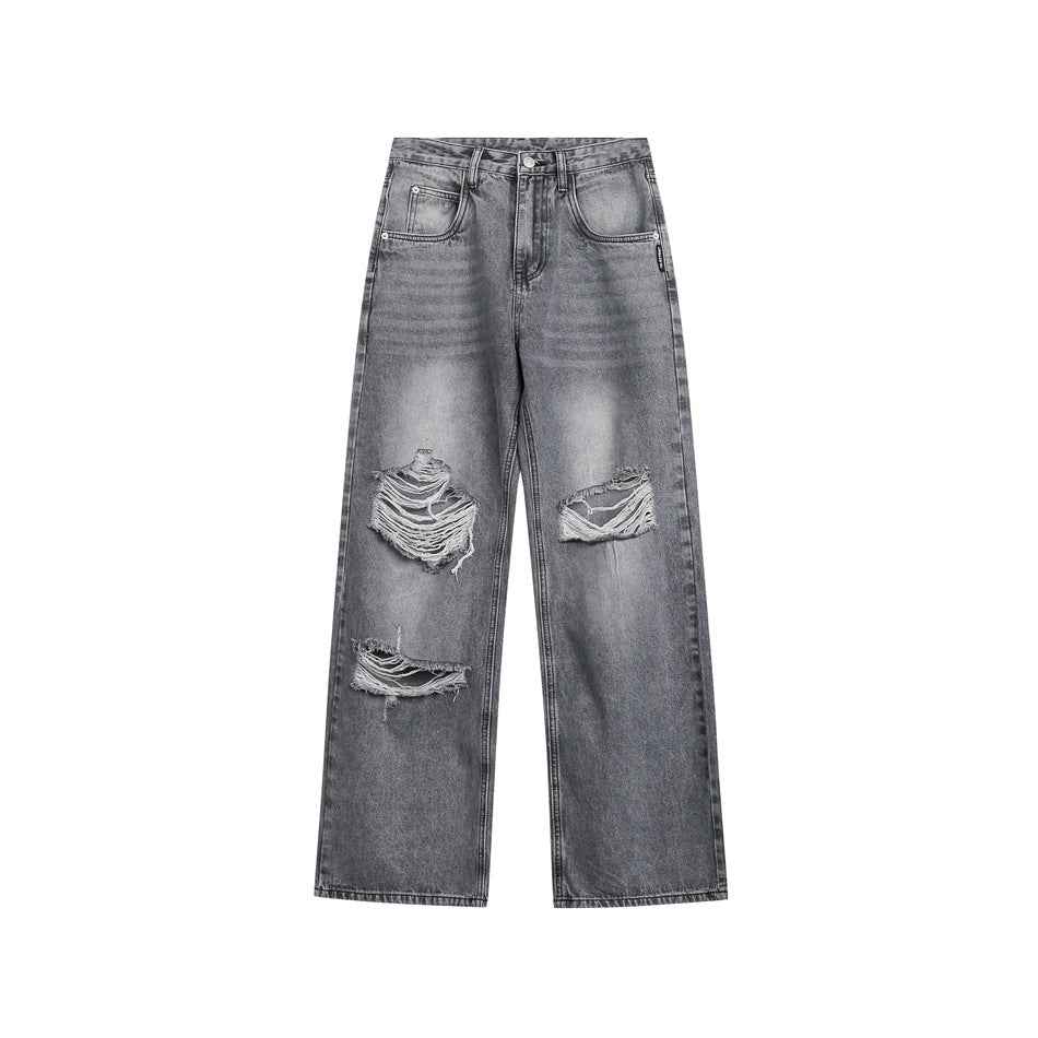 Retro Tattered Jeans For Women Black And Gray MuddyStock