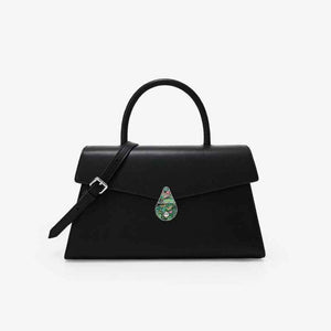 Women's Large Capacity Niche Leather Portable Shoulder Messenger Bag Black