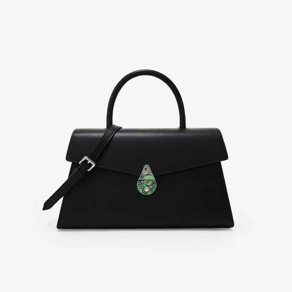 Women's Large Capacity Niche Leather Portable Shoulder Messenger Bag Black