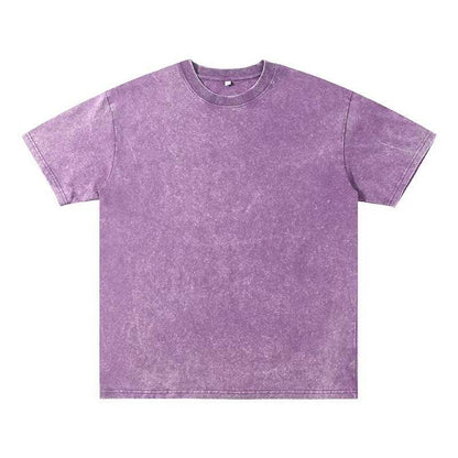 Summer New Round Neck Loose Retro Top Purple MuddyStock