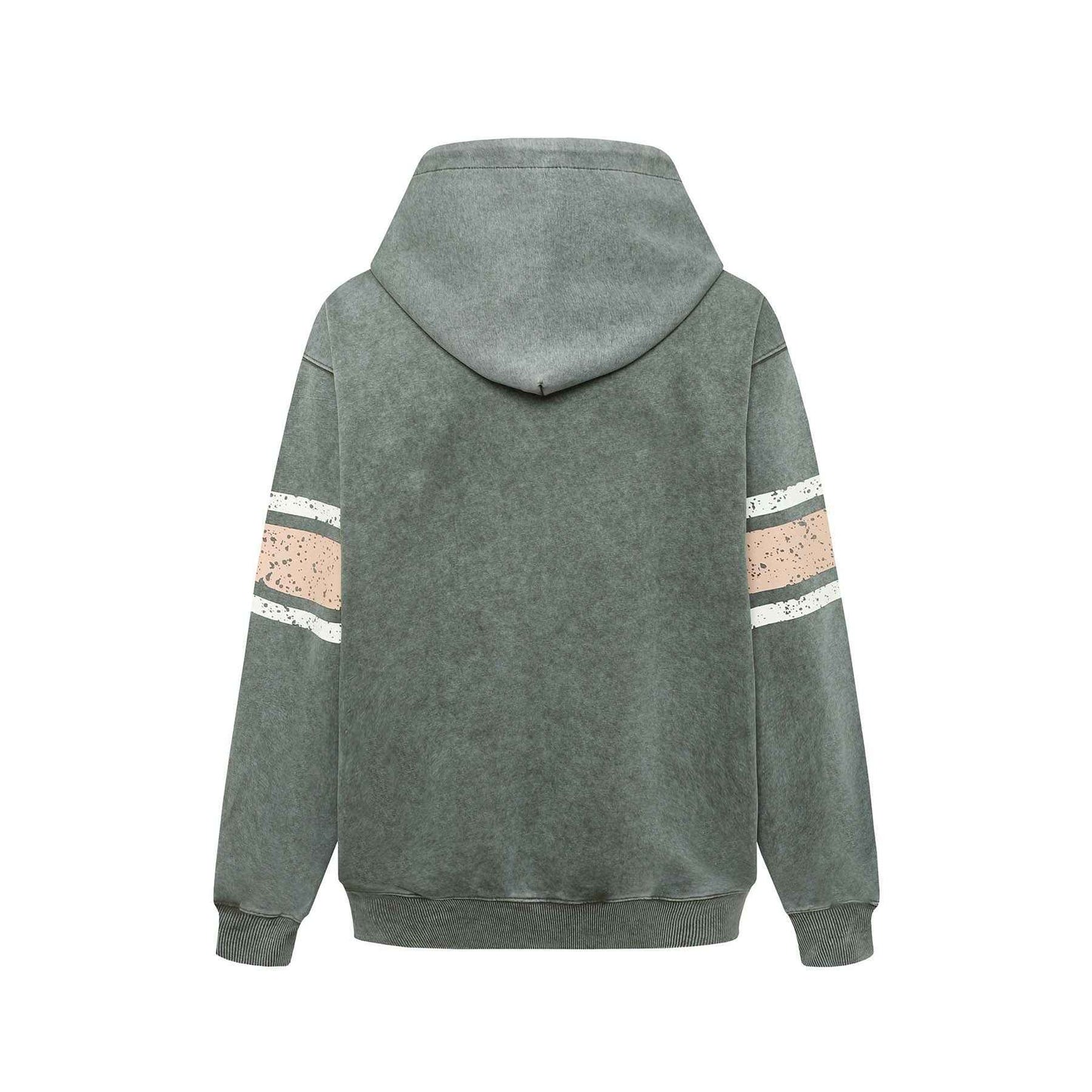 Washed Distressed Letters Printed Hooded Cardigan Sweater Men And Women MuddyStock