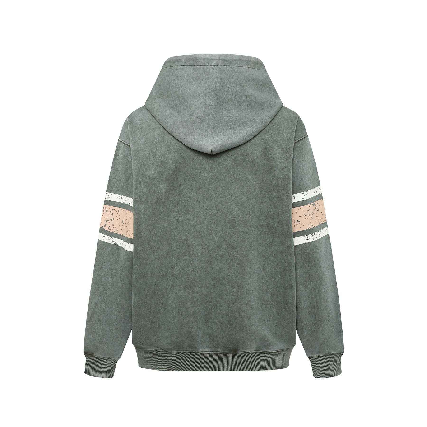 Washed Distressed Letters Printed Hooded Cardigan Sweater Men And Women MuddyStock