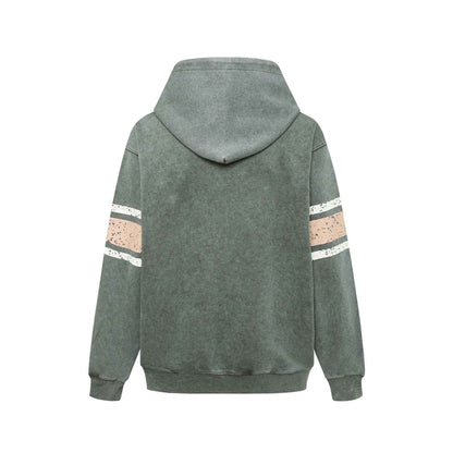 Washed Distressed Letters Printed Hooded Cardigan Sweater Men And Women MuddyStock