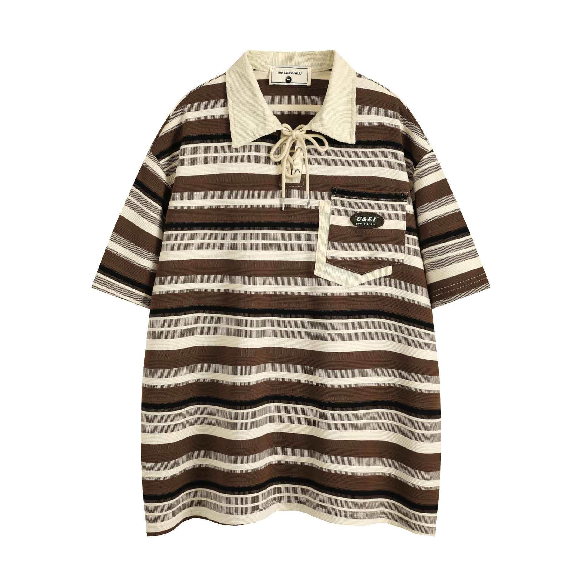 Retro Loose Striped Short-sleeved Polo Shirt For Men MuddyStock