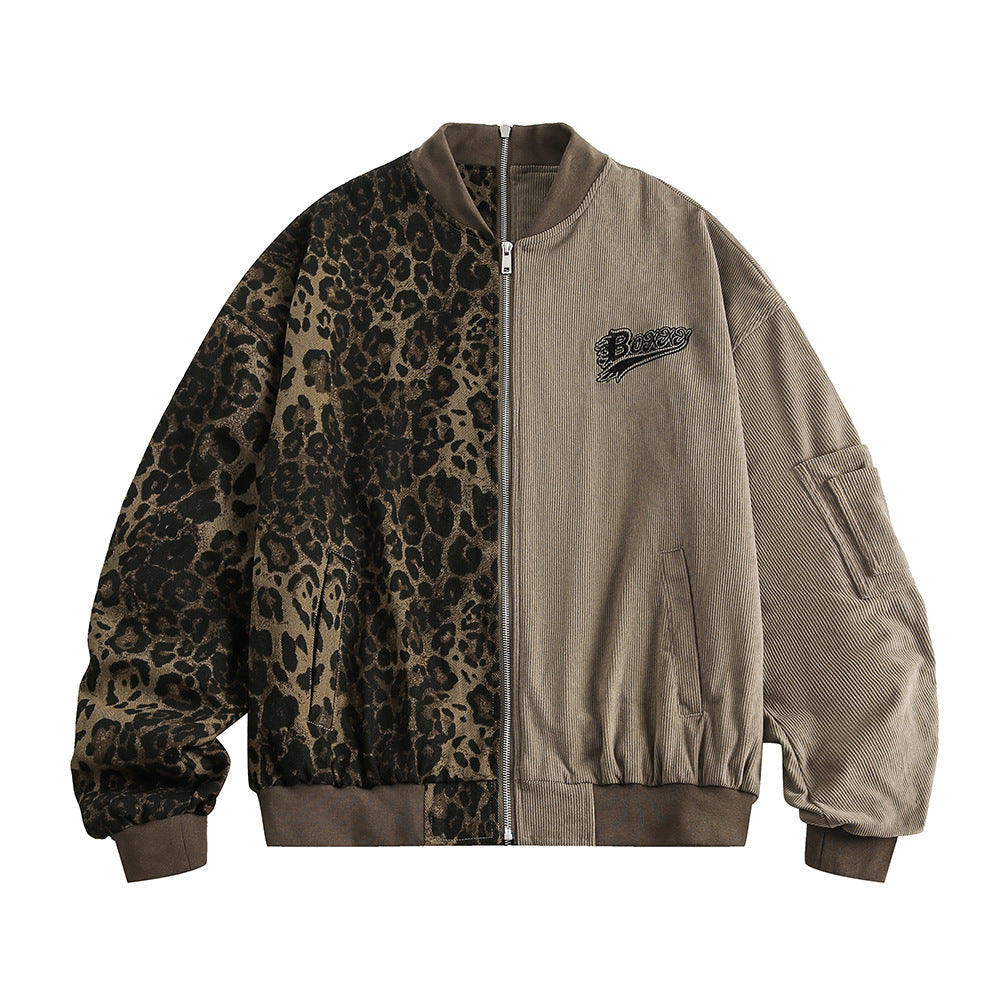 American Camouflage Stitching Baseball Uniform Jacket For Women Brown