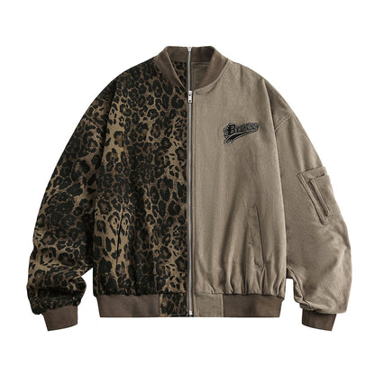 American Camouflage Stitching Baseball Uniform Jacket For Women Brown