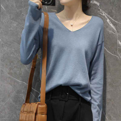 Plus Size Students Slimming Solid Color Top Haze Blue MuddyStock