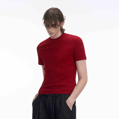 Round Neck Tight Bottoming Men's Thin Stretch Short Sleeve T-shirt Red null