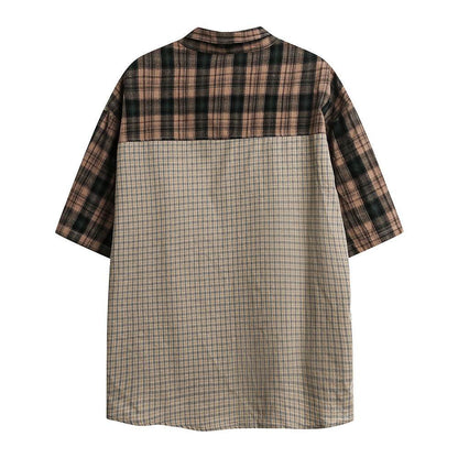 Color Matching Short Sleeve Plaid Shirt For Men And Women MuddyStock