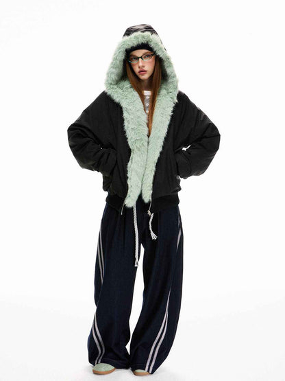 Loose Fleece-lined Warm Cotton Jacket For Women