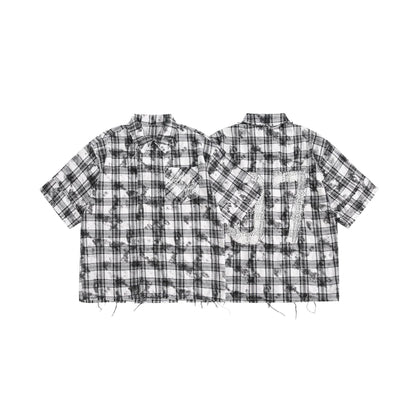 Retro Plaid Loose Short Sleeve Shirt For Men