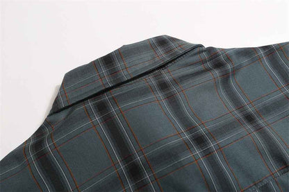 Loose Short Sleeve Plaid Shirt For Men null