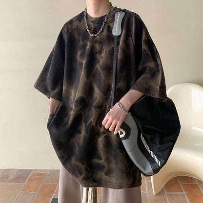 Retro T-Shirt Trendy Loose Men Black MuddyStock