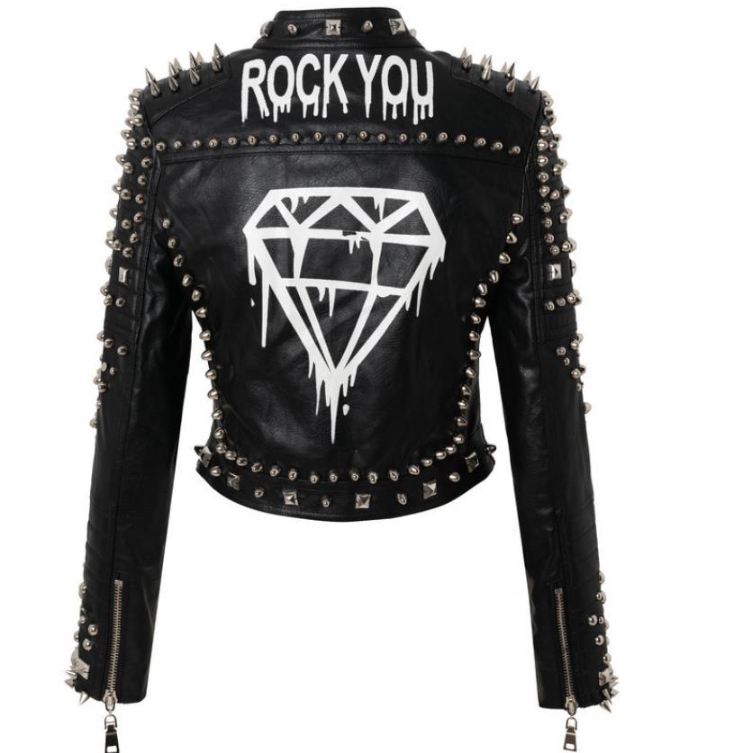 Women's Colorblock Street Trend Cropped Leather Jacket Style2