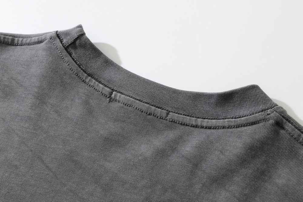 Washed Old Long-sleeved T-shirt For Men null