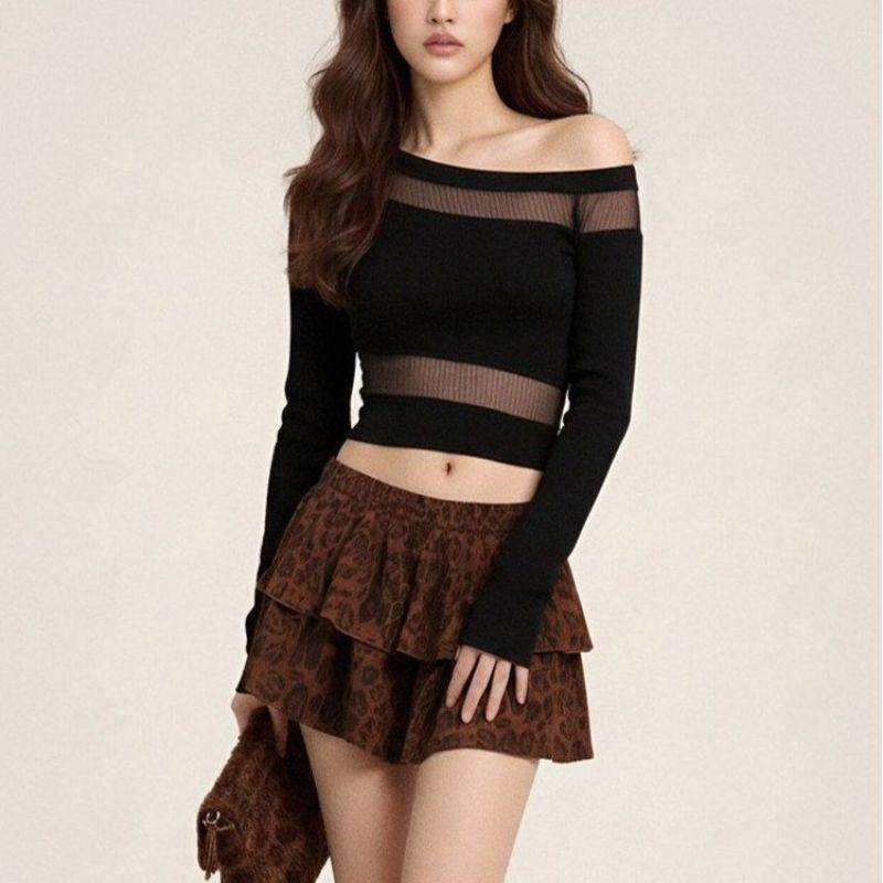 Hollow Out Minimalist Fitted Off Shoulder Top For Women