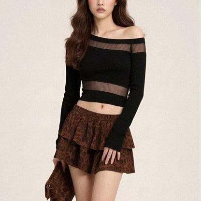 Hollow Out Minimalist Fitted Off Shoulder Top For Women