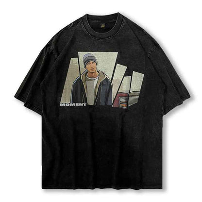 Cartoon Printed Washed And Worn Short-sleeved T-shirt For Women 329 Style null