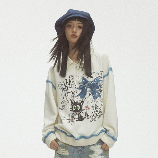 Fashion Graffiti Outline Sweater For Women MuddyStock