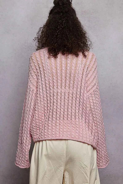 Openwork Round Neck Knit Top For Women Trendsi