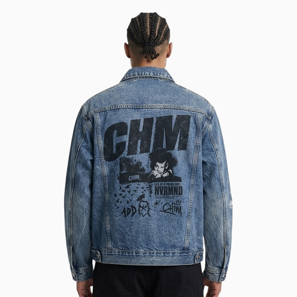 Vintage Wash Zip Up Denim Jacket For Men | MuddyStock Originals