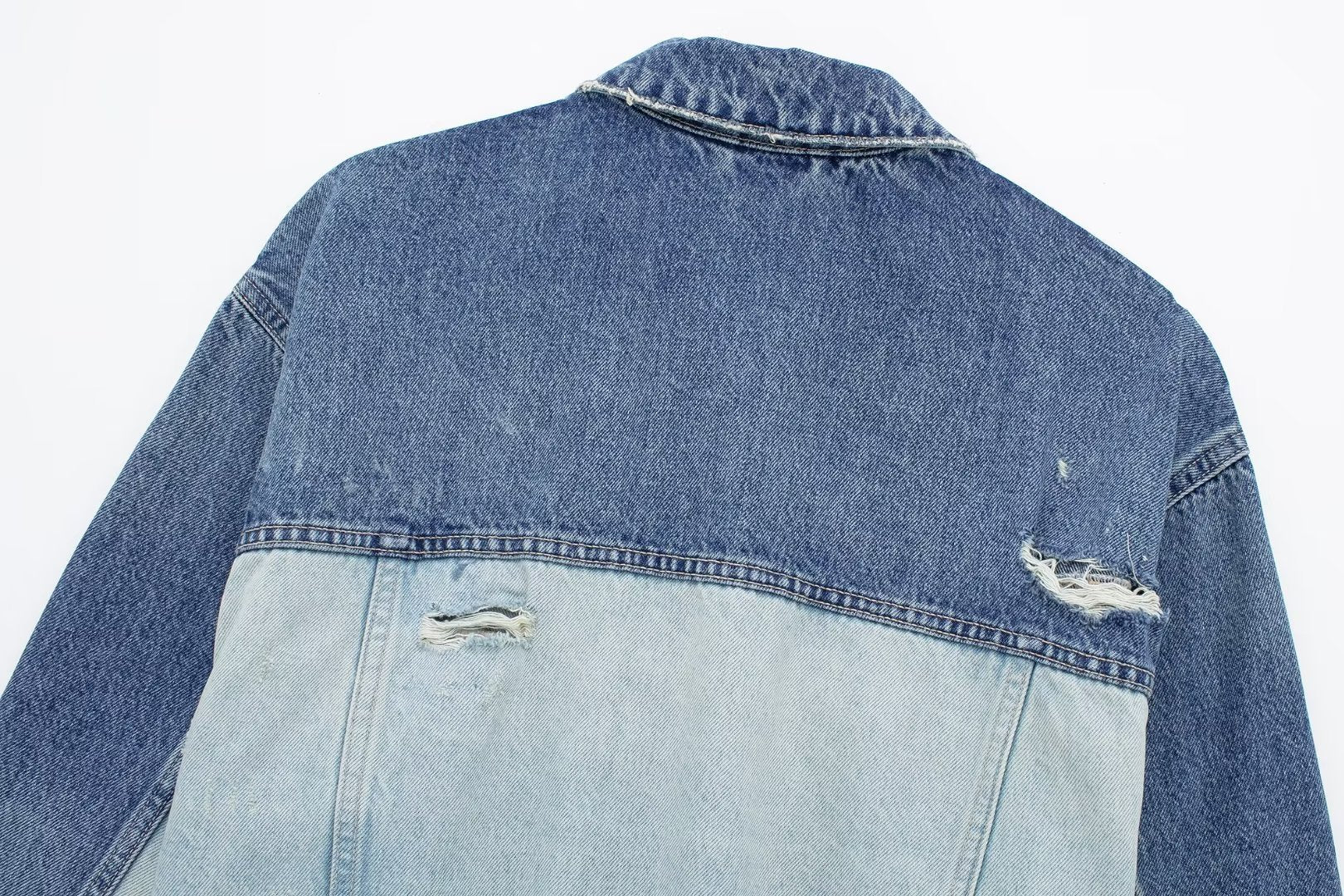 Polo Collar Long Sleeved Patchwork Jacket For Women MuddyStock null