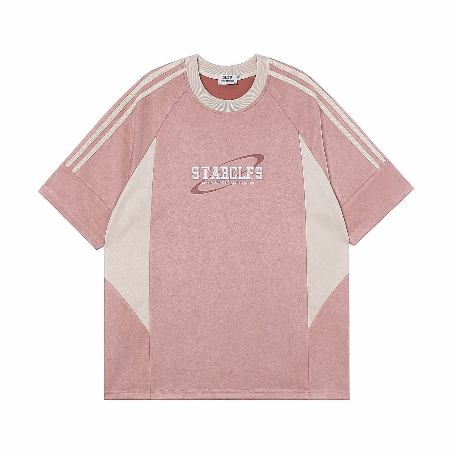 Loose Short-sleeved T-shirt With Letter Embroidery Design For Men And Women Pink MuddyStock