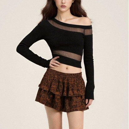 Hollow Out Minimalist Fitted Off Shoulder Top For Women