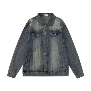 Washed And Worn Denim Clothes Jacket Men's Punk Blue