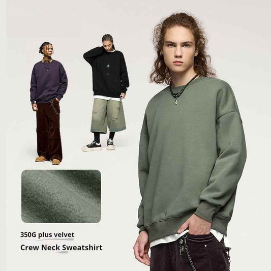 Fleece-lined Loose Rainbow Round Neck Sweater MuddyStock