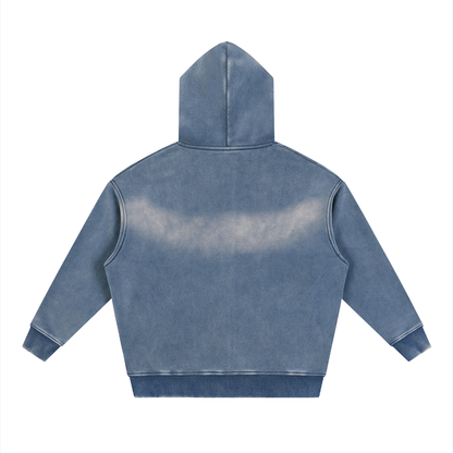 Sunfade Two-way Zipper Boxy Fleece Hoodie For Men | MuddyStock Originals