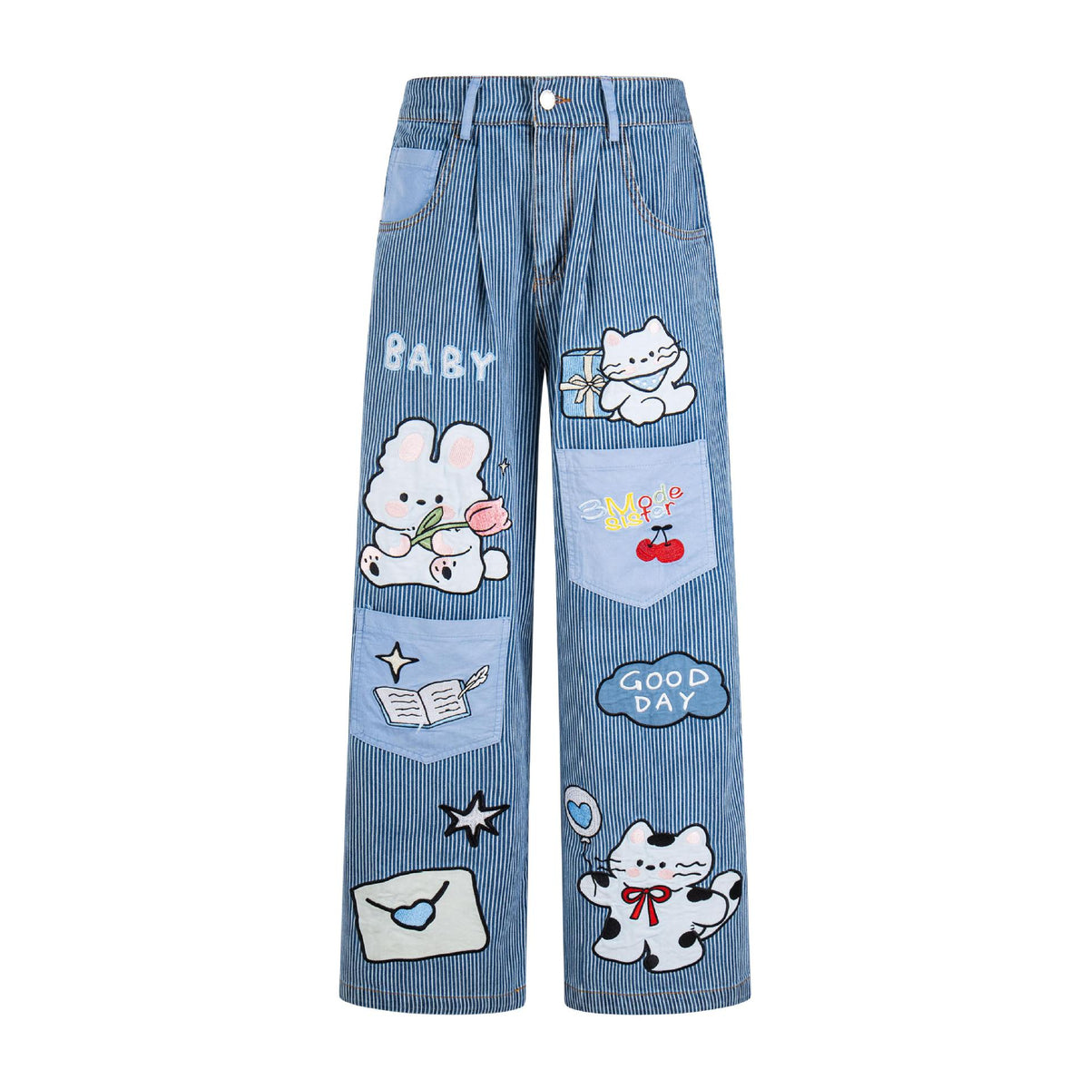 Cat Rabbit Jeans For Women | MuddyStock Originals Light Blue