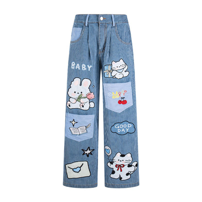 Cat Rabbit Jeans For Women | MuddyStock Originals Light Blue