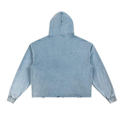 Vintage Washed Frayed-Hem Hoodie For Men | MuddyStock Originals