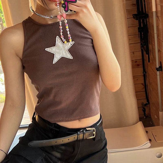 Printed Round Neck Sleeveless Vest MuddyStock