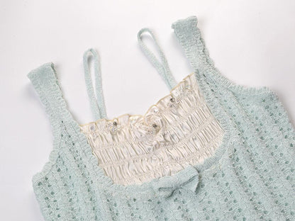 Lace patchwork slim fit camisole top for women | MuddyStock Originals
