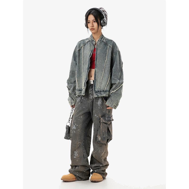 Retro Short Frayed Hem Jacket For Women null