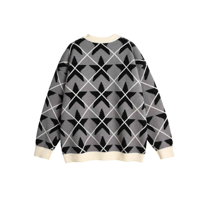 Jacquard Crewneck Loose Pullover Sweater For Women | MuddyStock Originals MuddyStock