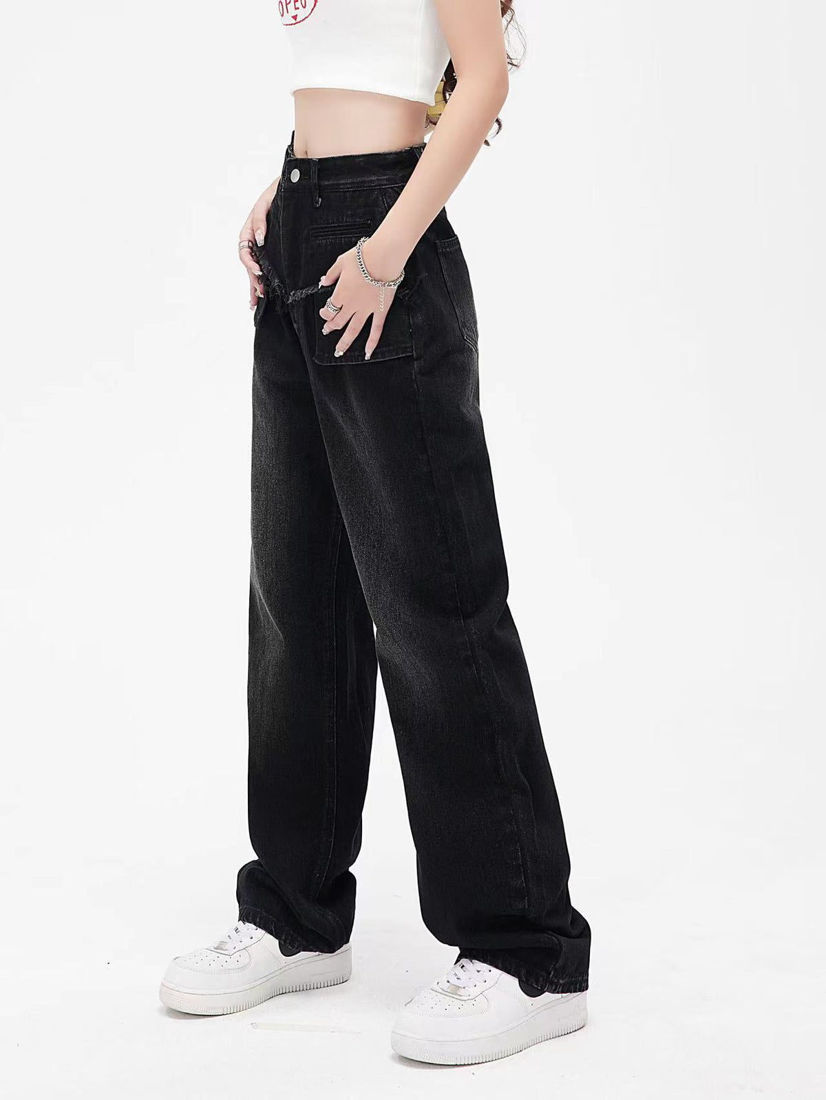 Retro Distressed Straight Jeans For Women All Products
