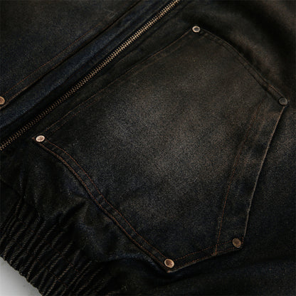 Distressed Dirty Denim Hoodie For Men