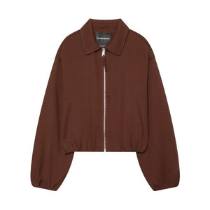 Women's Retro Lapel Zipper Short Jacket Brown All Products