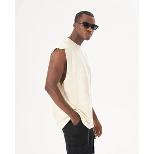 Loose Sleeveless Retro Vest For Men Apricot